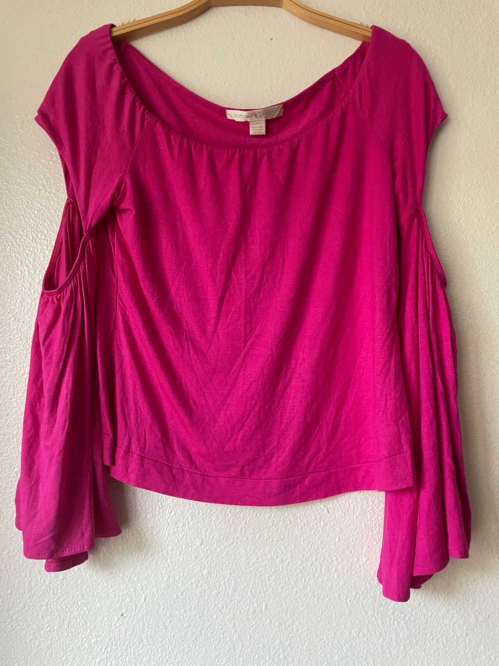 Boston Proper cold shoulder top with bell sleeves